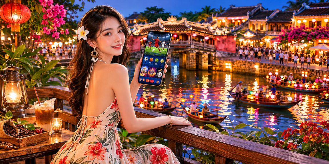 Người dùng tại Hội An thưởng thức cà phê và theo dõi cá cược thể thao trên điện thoại