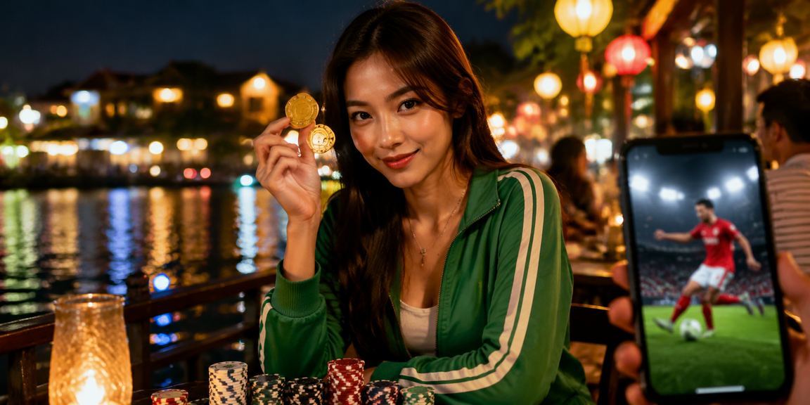 Người dùng tại Hội An thư giãn với cà phê và tham khảo thông tin cá cược thể thao trực tuyến
